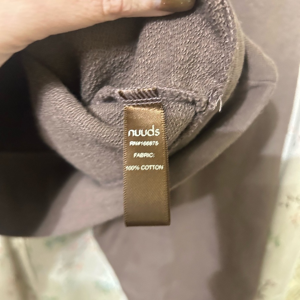 2/$28 Nuuds Cropped Crew Neck 100% Cotton Terry Sweatshirt In Coffee Small EUC - Picture 4 of 5